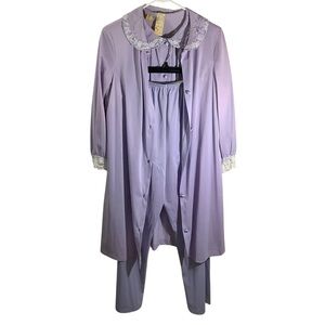 Vintage 3-Pc Pajama Lace-Trimmed Sleepwear Set